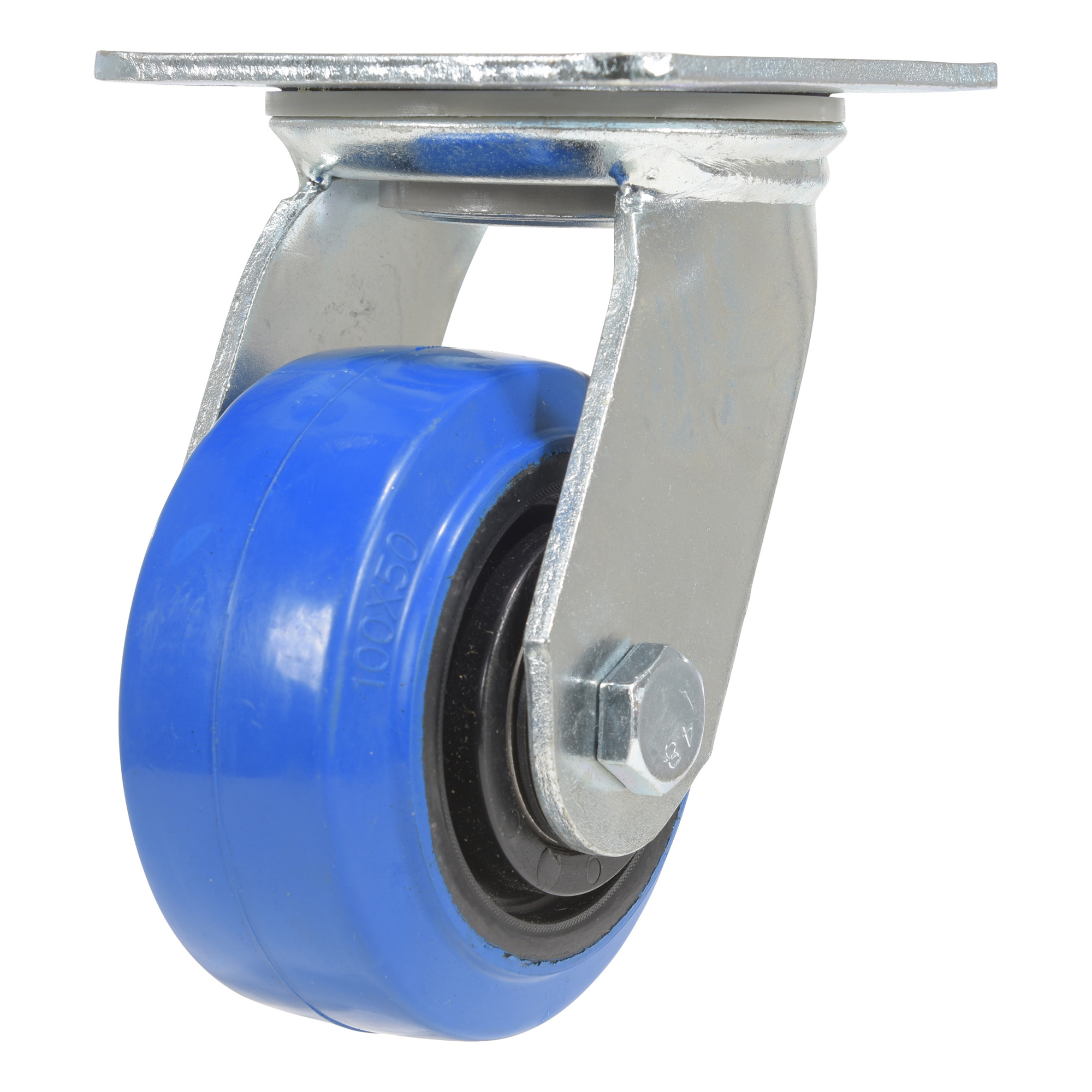 Vestil Elastic Rubber Swivel Caster 4 In. Diameter x 2 In. Width 550 Lb. Capacity Blue/Black